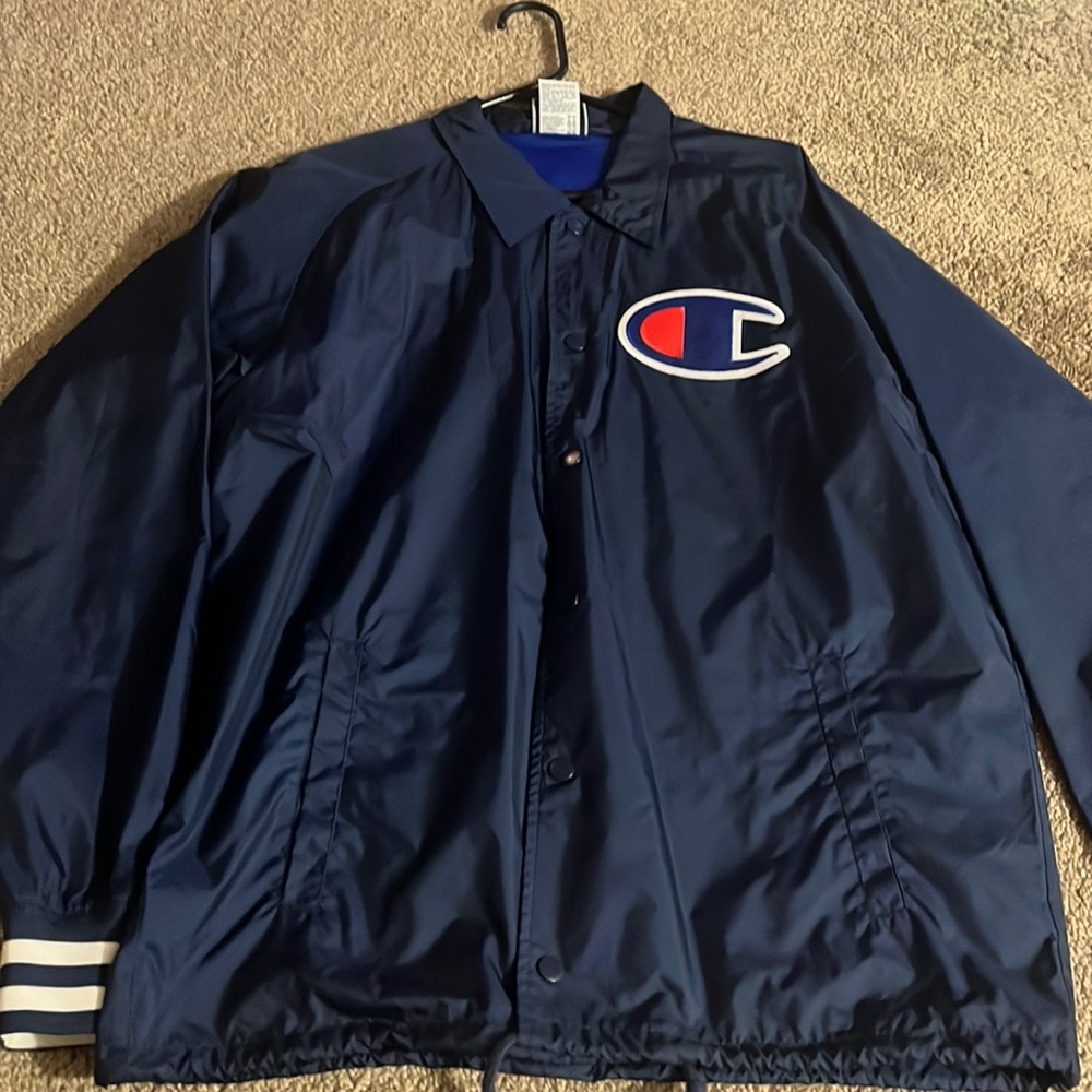Dark blue windbreaker